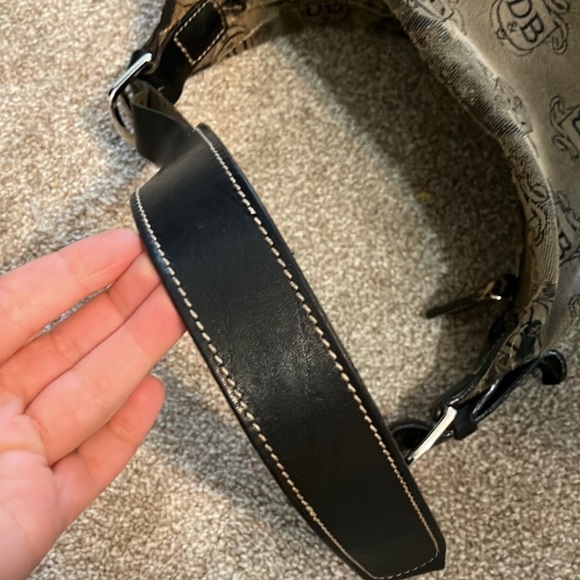 DOONEY&BOURKE SIGNATURE HOBO SHOULDER BAG LEATHER TRIM BROWN - Picture 7 of 11